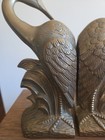 Vintage Solid Brass Egret Crane Heron Birds Bookends 1991 Made In Korea Set Of 2