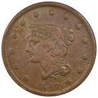 1840 Braided Hair Large Cent Anacs Vf30 Details Cleaned Small Date
