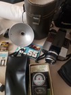 Lot Of 14 Pieces   3 Cameras And  Accessories  Camera Straps flashes  Misc parts