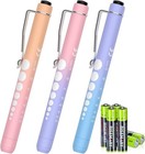 3 Pack Pen Lights For Nurses With 6 Batteries - Reusable Pen Light With Pupil   