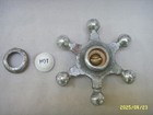 Antique Vtg 6-point Star Faucet Handle  hot  Chromed Brass W  Porcelain Button
