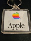 Vintage Acrylic Apple Mac Os Keychain With Rainbow Logo On One Side