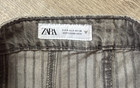 Zara Women s Pleated Striped Denim Mini Skirt Black Gray Size Small Nwt