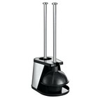 Stainless Steel Bathroom Cleaning Toilet Bowl Brush And Plunger Combo Set Black