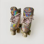 4 Wheel Iridescent Girl   s Skates - Size 1   Barely Used  Front Brake 
