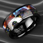 8 6mm Black Tungsten Ring Hawaiian Opal And Abalone Inlay Men Atop Wedding Band