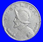 1947 Panama 1 Balboa -  900 Silver Coin - Rare Date 500k Mintage