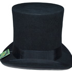 Vintage 100  Wool Mad Hatter Top Hat High Magic Performing Party Black Cap 22cm