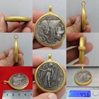 Greek Style Silver Coin Gold Plated Wonderful Made Pendant