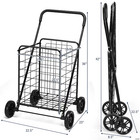 Folding Shopping Cart Utility Trolley Portable For Grocery Laundry Travel  Black