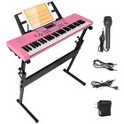 61 Key Keyboard Piano With Lcd Display Kit  Stand  Bench  Headphones Pink