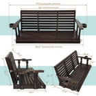 Wooden Porch Swing 3-seater  Bench Swing With Cupholders  5ft  Deep Brown