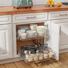 Slide Out Cabinet Organizer For Kitchen  2 Tier Pull Out Shelves Sliding Cabinet