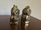 Vintage Solid Brass Owl Mcm Bookends Set Of 2 Made In Taiwan