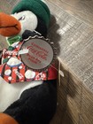 New Coca Cola Penguin In Striped Vest Collectible Bean Bag Plush Has Stain