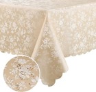 Rectangular 84 X 60 Inch Beigewaterproof Vinyl Tablecloth - Perfect For Dining
