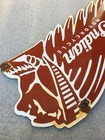 Vintage Indian Motorcycles Red White Metal Enamel Gas Station Deco 16  Sign Used