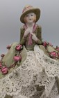 German Porcelain Half Doll Handmade Victorian Styled Lady Sewing Hat Pin Cushion