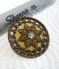 Antique Victorian Metal Button 1 1 2  Celluloid Center