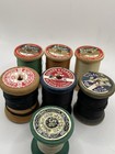 Antique Wooden Thread Spools Lot 7 Coats Clark J p Aunt Lydia Button Carpet