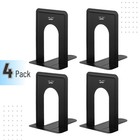 Book Ends  Black  4 Pack  Heavy Duty Metal Bookends For Shelves  Book Holder   