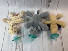 Lot 3 Wubbanub Plush Elephant Giraffe Dog Baby Soothies Pacifier Holder Soothers