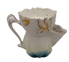 Antique Ornate Divided Floral Shaving Mug With Beveled Mirror