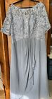 Lace Dress 3 4 Sleeve Wedding Mother Of The Bride Formal Gown Chiffon Blue Nwot