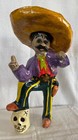 Mexican Folk Art Mariachi Musician And Skull     day Of The Dead    Papier Mache 14   