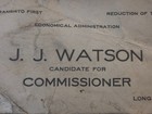 Vintage J J Watson Sacramento Commissioner Political Campaign Card California