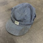 1960s Vintage Key Hickory Stripe Denim Railroad Cap Sanforized One Size