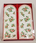 Set 12 Vintage Retro English Wraparounds Highball Napkins Christmas Holly In Box