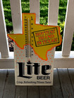 Vtg Rare Miller Light Beer Hottest Brand In Texas Metal Embossed Therometer  sh 