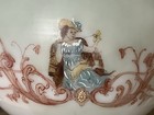 Antique Victorian Glass Banquet Lamp Globe Shade Hand Painted Lady W  Cat Gwtw