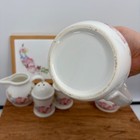 Vintage Ceramic 6-piece Dish Floral Salt Pepper Shaker  Cream  Trivet  Sugar Set