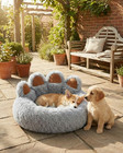 Cute Paw Shaped Dog Bed Calming Fluffy Plush Pet Cat Puppy Nest Soft Warm