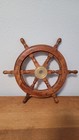 Nautical Wooden Ship Steering Wheel Decor Wood Brass Fishing Wall Boat Or Pirate
