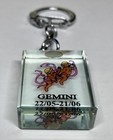 Vintage Astrological Zodiac Sign Horoscope Glass Keychain Gemini 5 22-6 21 Cool
