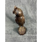 Vintage Hand Carved Wooden Owl Figurine Brown Rustic Folk Art Decor