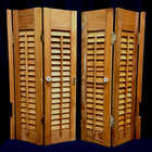 Set Of 2 Interior Wood Window Louver Cafe Style Shutters Knobs 24  High - Used