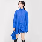 Womens Long Sleeve Shirt Dress Asymmetric Pleated Hem Blouse Top Gothic