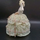 Vintage Porcelain Half Doll Pin Cushion Cream Lace Dress