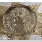 Anna Hutte Vintage Crystal Bell 7  Clear With Red Floral Etching