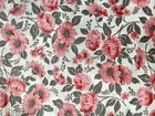  vintage Feed Sack  1930-50s Pink Flowers Gray Leaves On White 45  L X 37  W