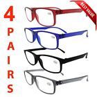 4 Pair Rectangular Spring Hinge Power Reading Reader Glasses For Mens Womens 1-4