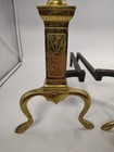 Vintage Brass 17  Fireplace Andirons Set  Claw Feet Federal Style Urn Finials