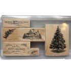 Stampin  Up  Christmas Lodge Wood Mount Rubber Stamp Set 6 Pcs Holiday Tree