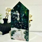 6 68lb  Natural Water Grass Agate Wide Column Obelisk Quartz Crystal Sample Colu