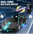 Xmas Sale One Car Robot Transform Remote Control Black green Toy With Lights