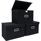  Fabric Storage Cube Bins Foldable Organizer Container Collapsible 3 Pcs Black